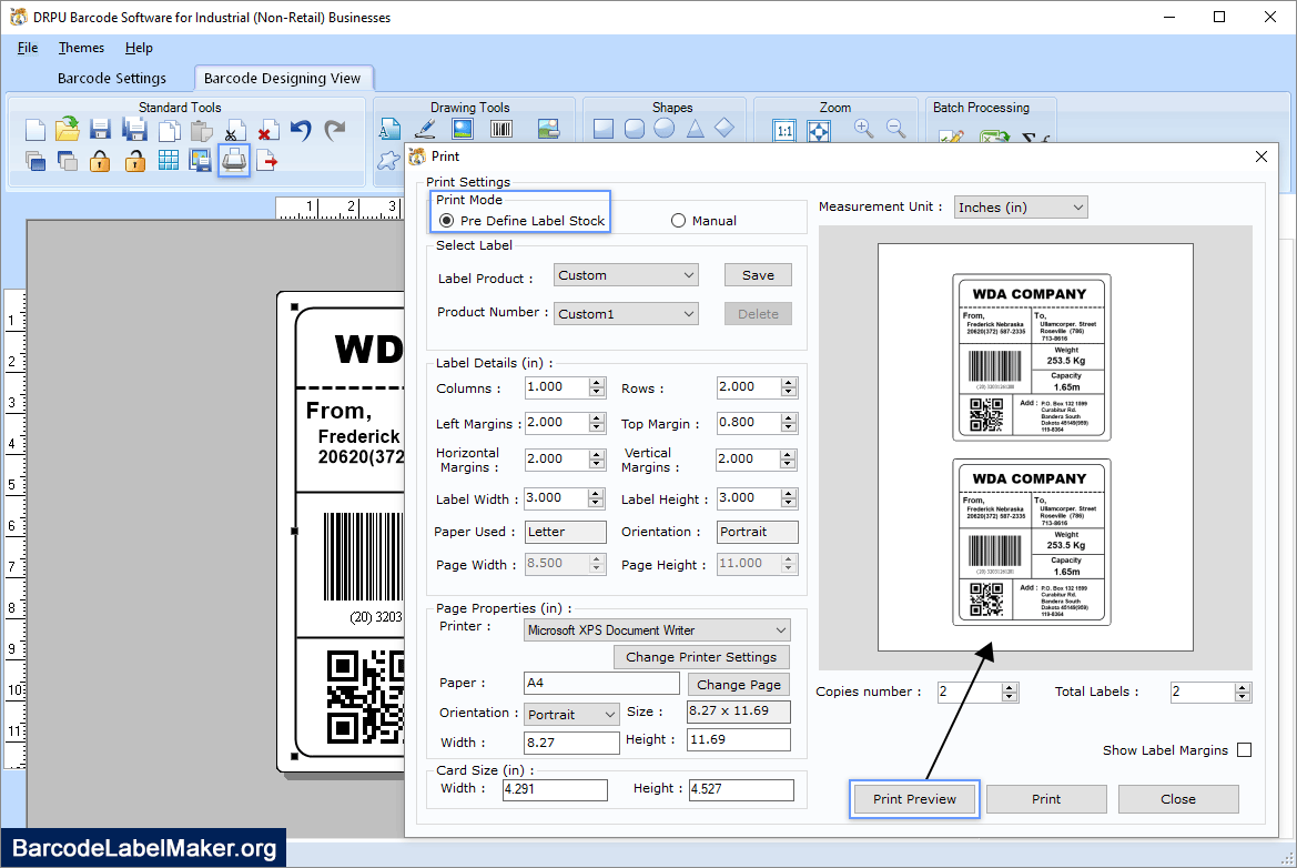 Industrial label maker software manufacturing barcode creator warehouse