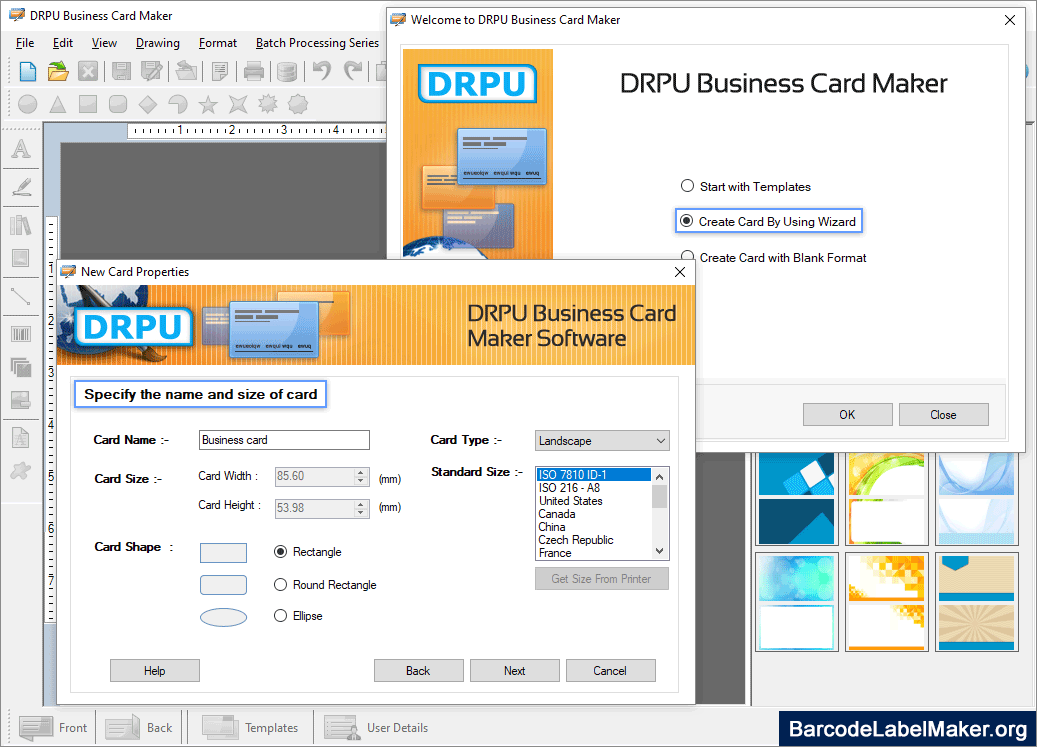 Business Card New Card Properties