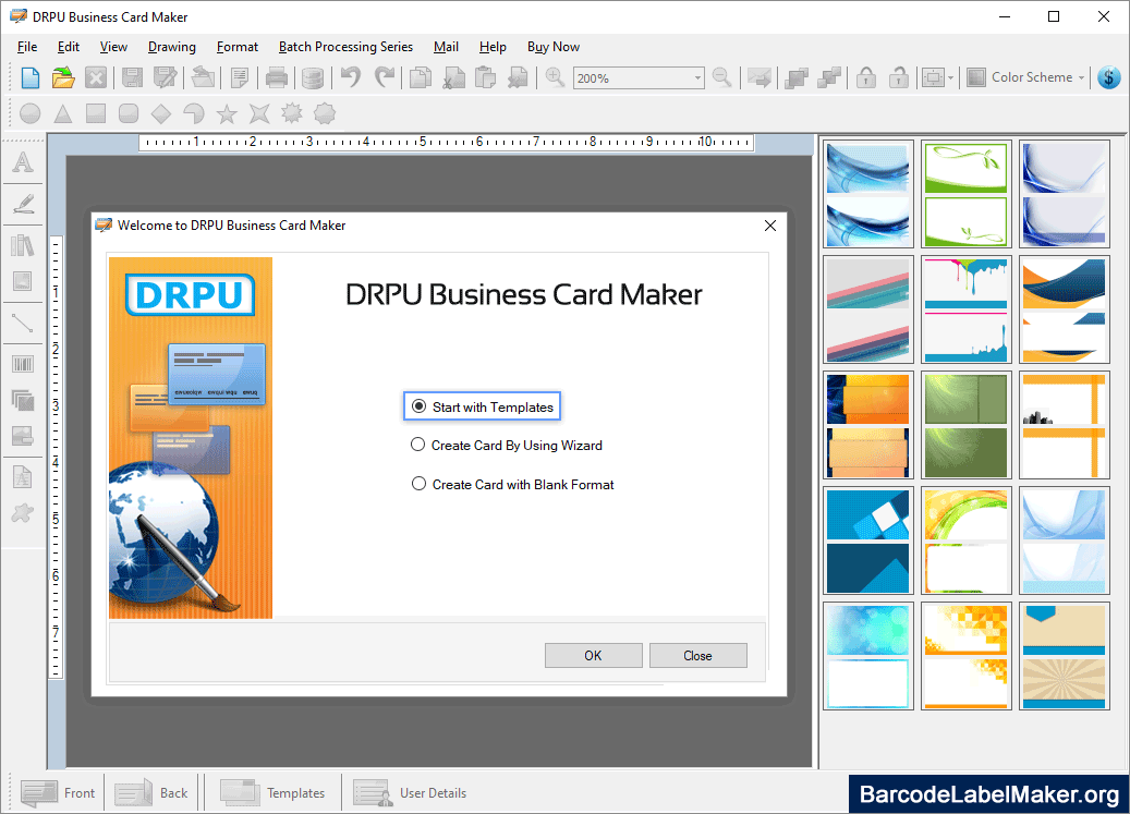 Business Card Choose Option