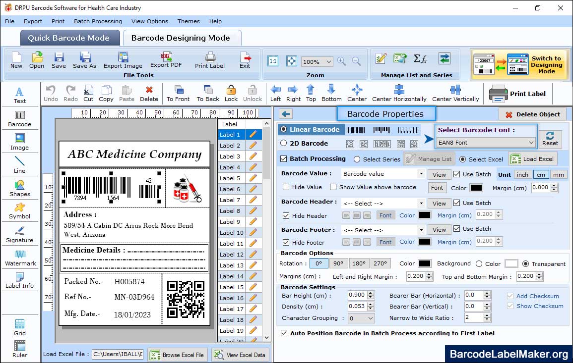 Healthcare Barcode Properties