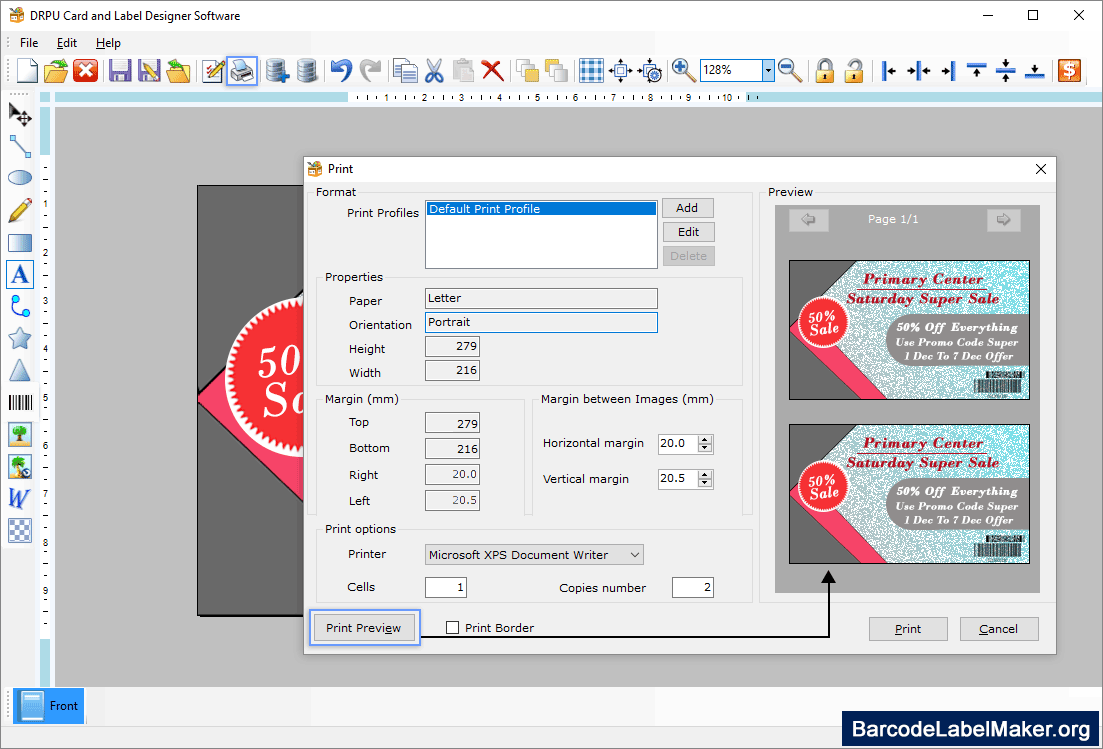 Id Card Label Maker Print Preview