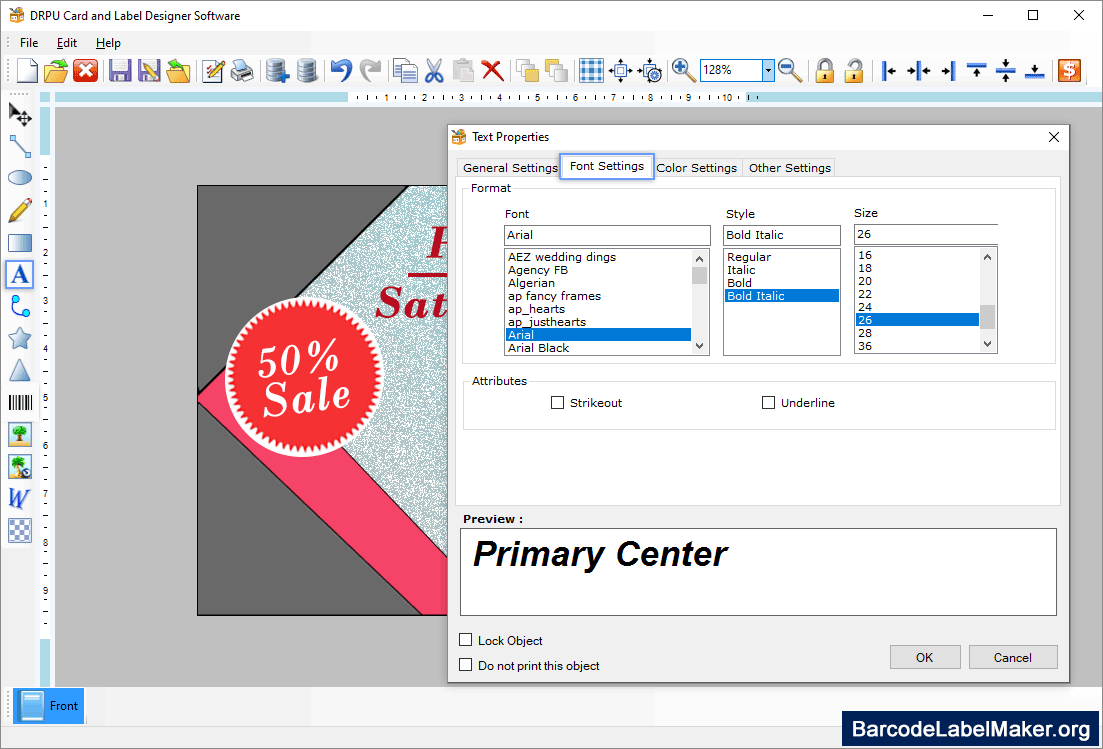 Id Card Label Maker Text Properties