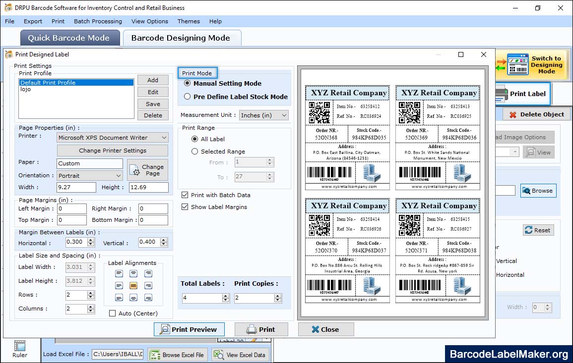 Inventory Control Print Mode