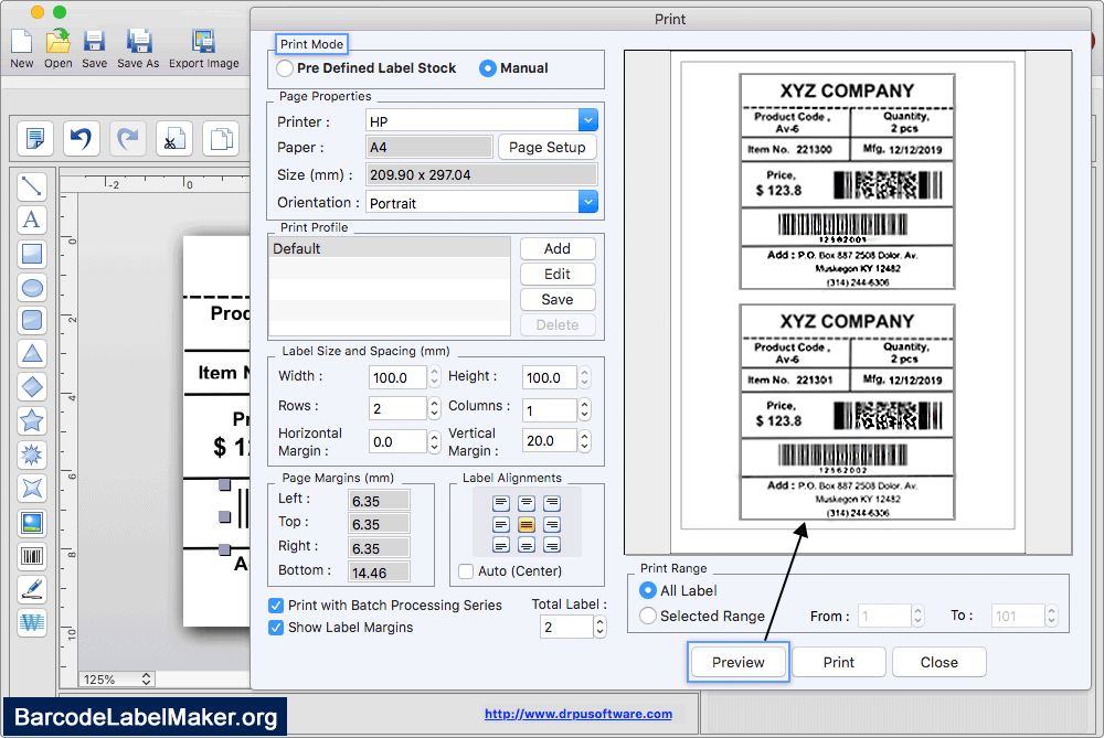 Print Barcode Label