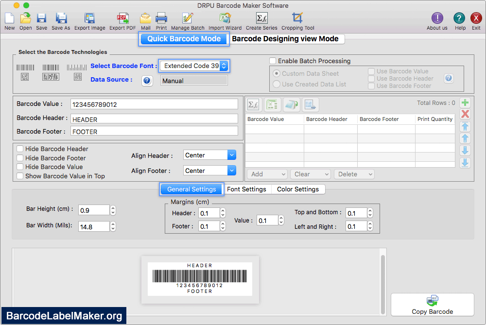 Create Barcode Label