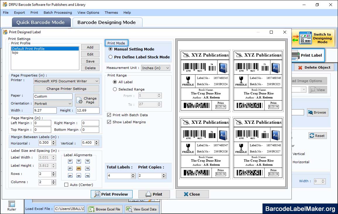 Barcode Publishers and Library Print Preview