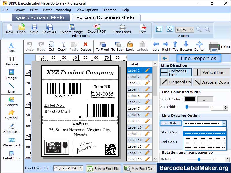 Screenshot of Professional Barcode Maker Tool 2.9