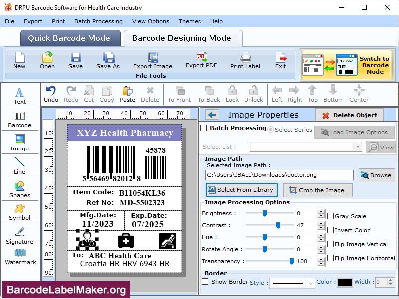 Screenshot of Barcode Fonts for Healthcare Industry