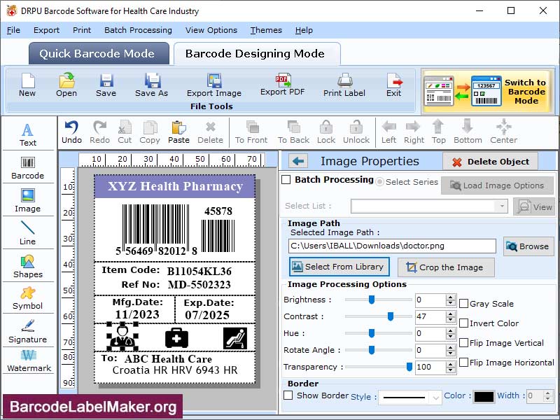 Screenshot of Barcode Fonts for Healthcare Industry 7.5